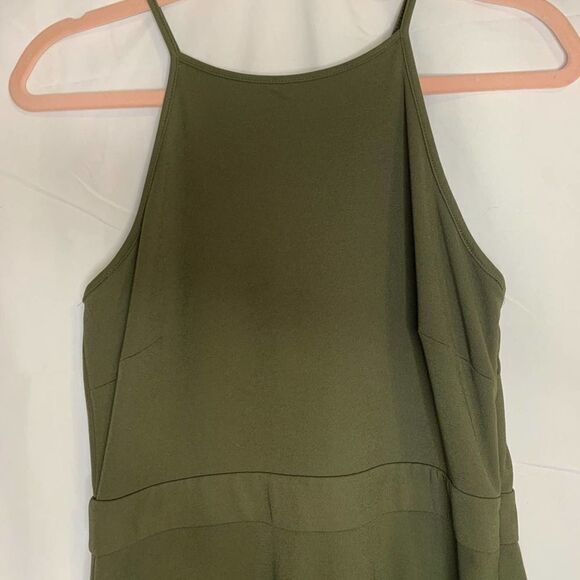 Ann Taylor Olive Green Shaded Palm Midi Dress - Picture 3 of 11
